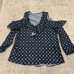 Elegant Navy Patterned Blouse